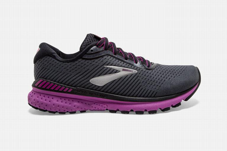 Brooks Adrenaline Gts 20 - Womens Road Running Shoes - Black/Purple (38659SJBD)